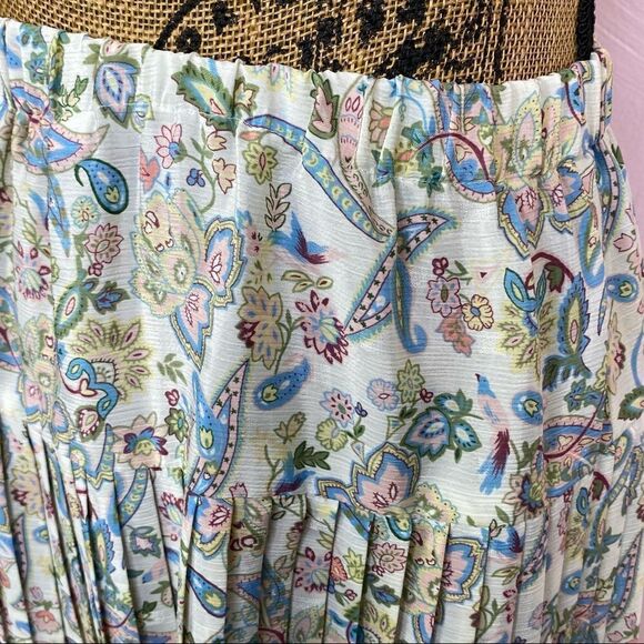 Vintage Shrader Sport Paisley Floral Knife Pleat Midi Skirt Set Cream Multi 6P - Picture 8 of 14